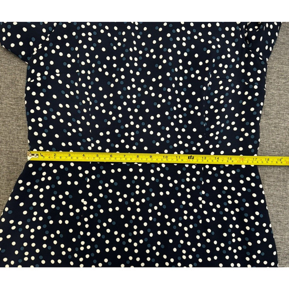 Boden Delia Dress 12R White Blue Polka Dot Flared Sleeve 3/4 Size 12R - Picture 9 of 10